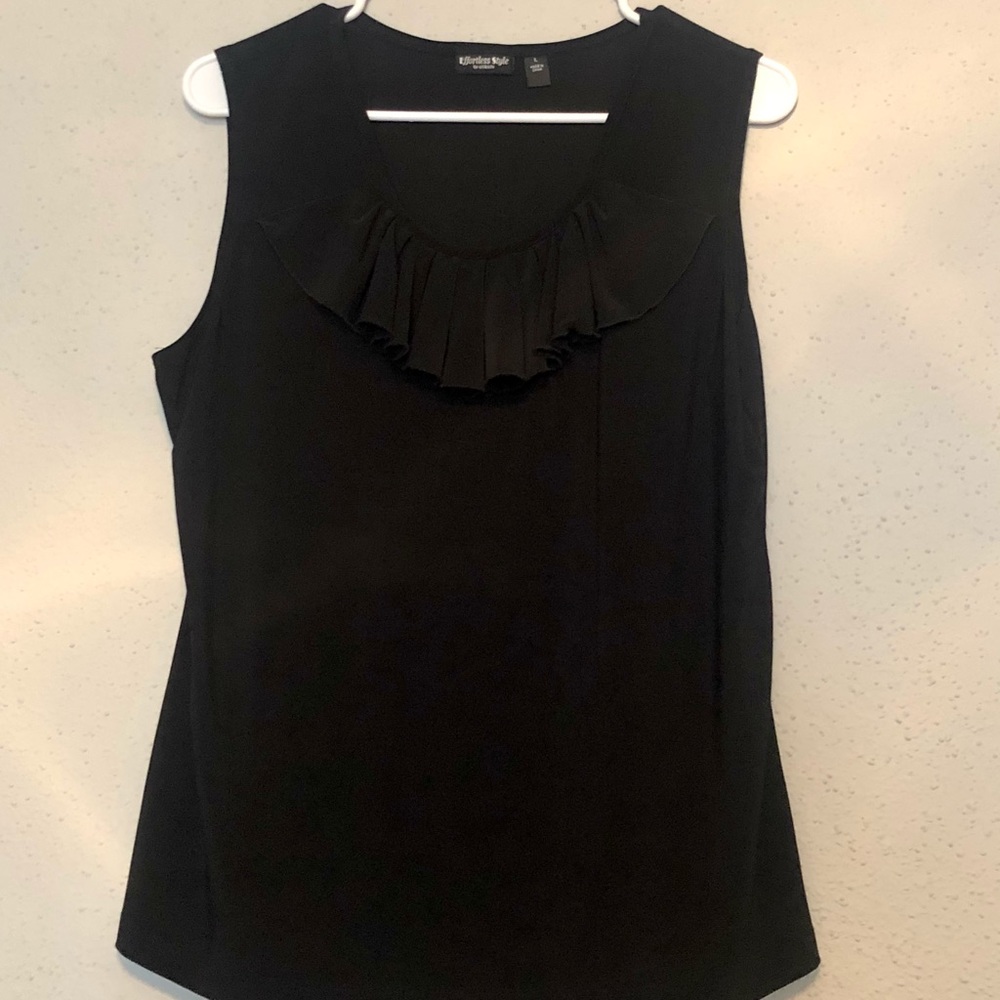 Sleeveless Blouse with Collar Ruffle